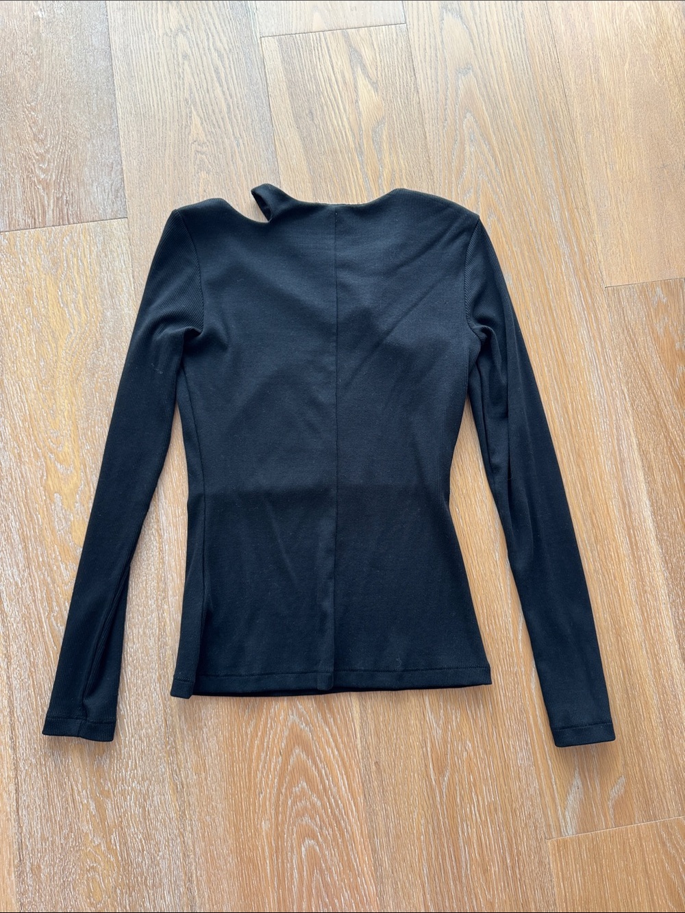 Reiss Black Asymmetric Cutout Long Sleeve Top - Picture 5 of 5